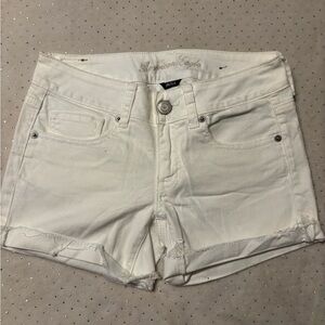 American Eagle Outfitters White Distressed Denim Shorts